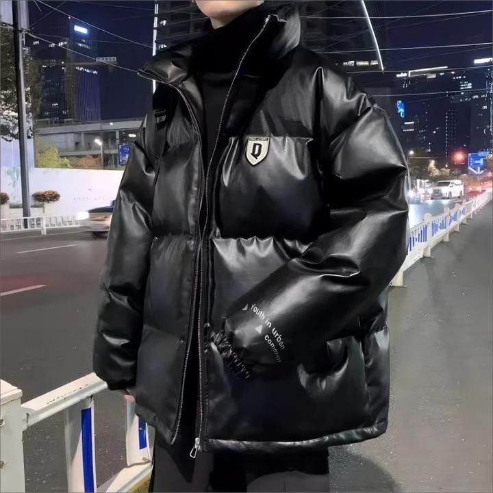 棉衣服男冬季加厚pu皮面包服2024年新款棉衣服外套美式棉衣