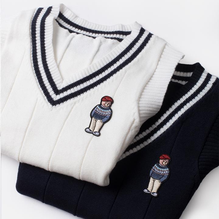 春装新款儿童无袖毛衣背心韩版学院风女童针织衫洋气大童套头马甲