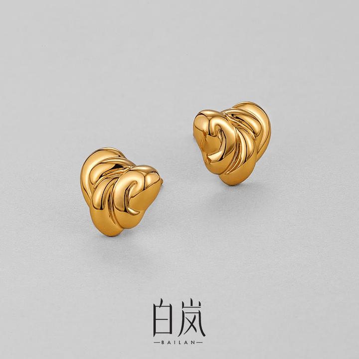 925银耳饰 白岚结爱耳钉女法式简约925银新款小众精致百搭ED4179