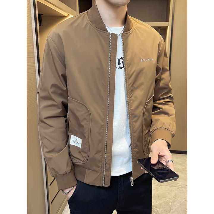 2025秋冬新款青年棒球服男款休闲夹克韩版修身时尚男装简约外套潮