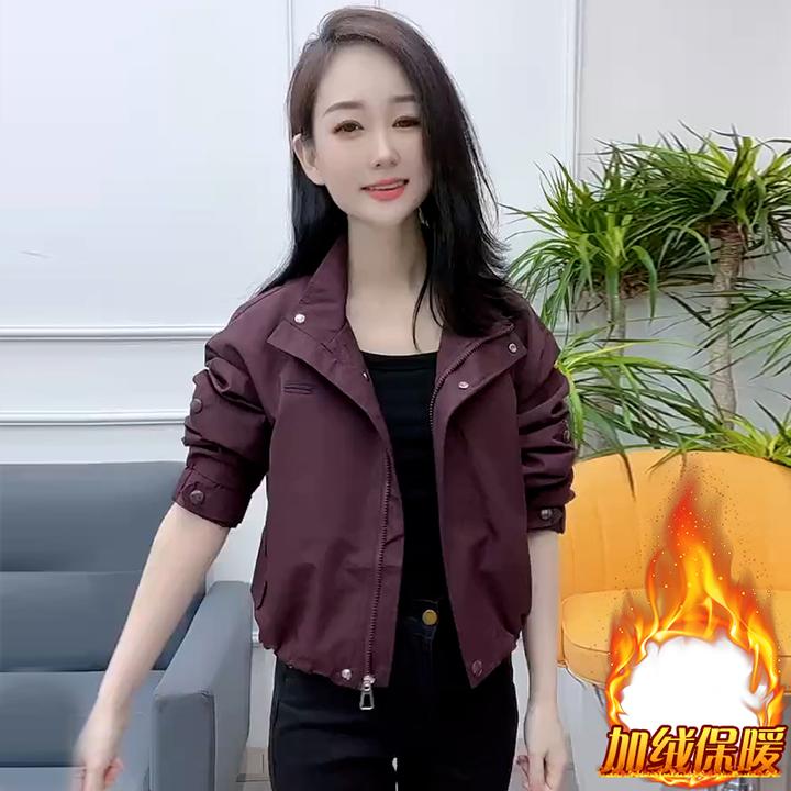 休闲翻领风衣外套女2024年秋季新款小个子时尚显瘦拉链夹克上衣潮