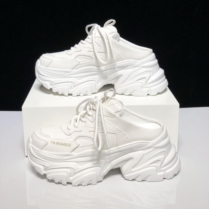 2025夏季新款真皮包头半拖鞋轻便透气时尚百搭增高运动外穿拖鞋潮