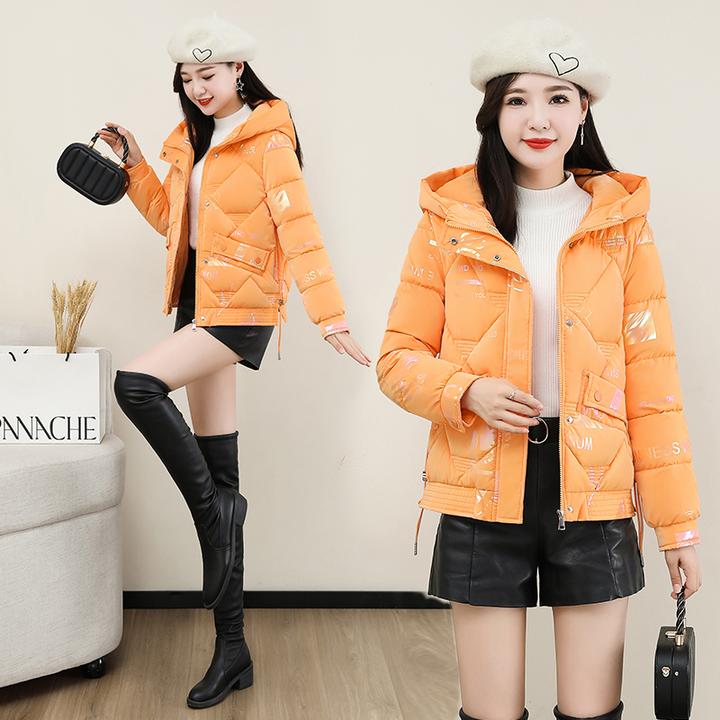 棉衣女短款韩版小个子亮面免洗连帽棉服2025冬季新款时尚百搭棉袄