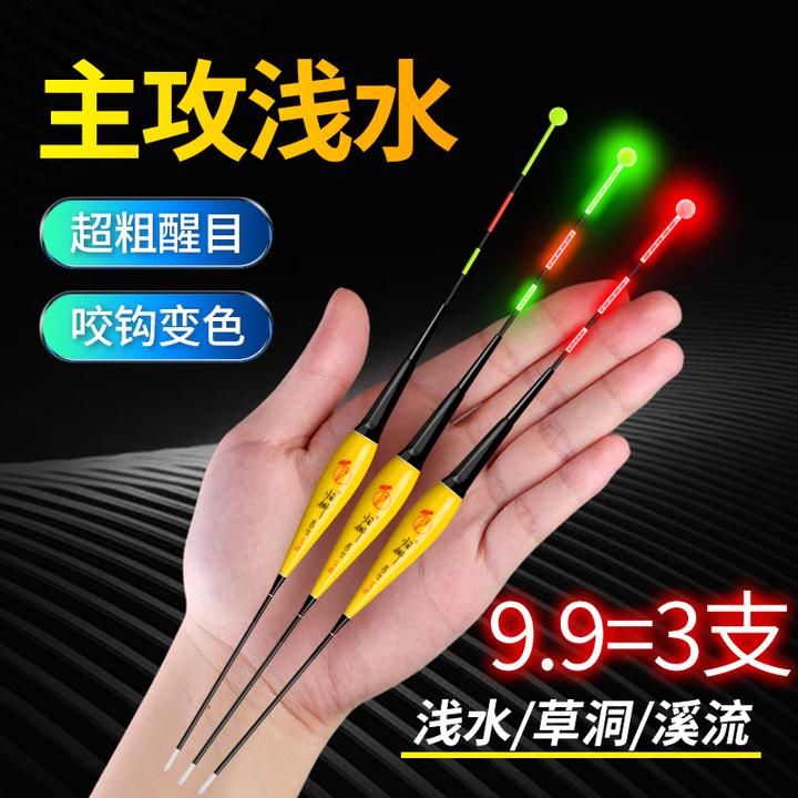 浅水电子漂咬钩变色日夜两用夜光漂轻口滑口鲫鱼鲤鱼夜钓浮漂短漂