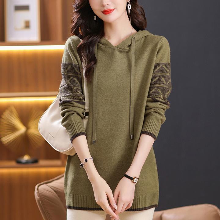 胖mm秋冬大码连帽针织衫女宽松200斤遮肚子显瘦毛衣中长款打底衫