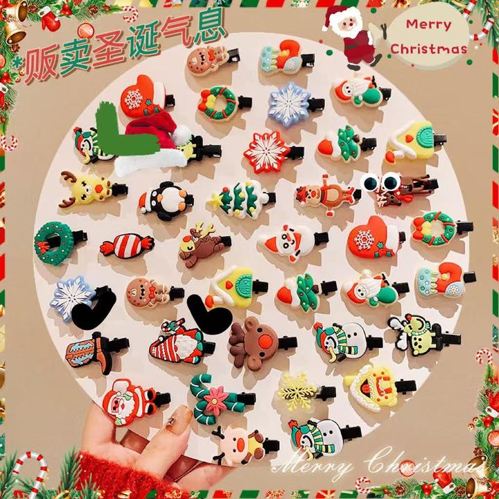 圣诞节儿童小发夹2024新款女童侧边夹刘海碎发夹头饰发卡发饰夹子