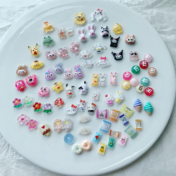 美甲卡通饰品迷你可爱立体卡通三丽鸥夏日雪糕多巴胺m豆diy混装