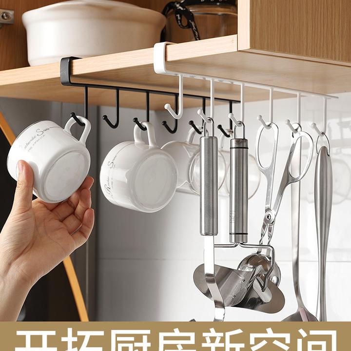 宿舍铁艺挂钩无痕免钉橱柜厨房隔板收纳挂架卧室衣柜收纳整理连钩