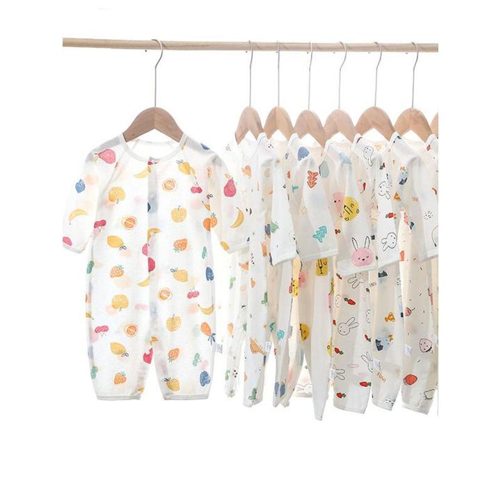 婴儿连体衣春夏薄款纯棉空调服宝宝睡衣新生儿长袖哈衣服爬服夏季