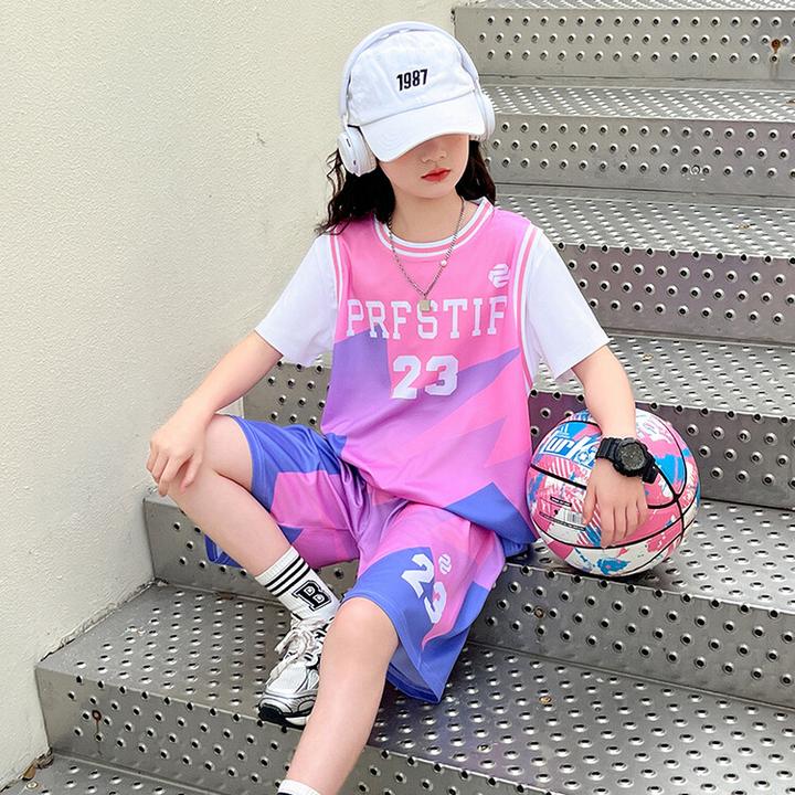 女童运动夏装2025新款童装洋气时髦中大童小女孩速干篮球服套装夏