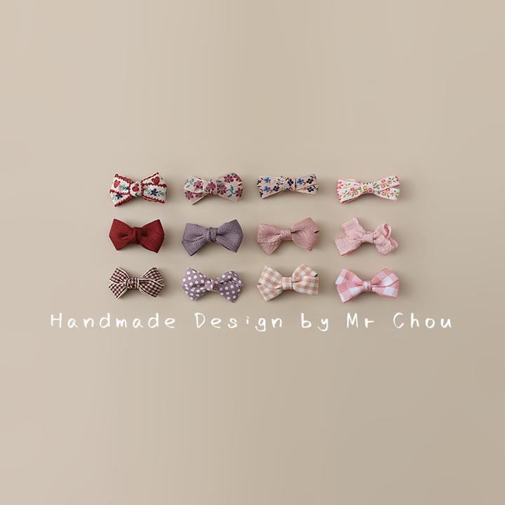 铜合金亚克力发饰 宝宝发饰手作蝴蝶结全包布发夹婴儿发卡婴幼儿