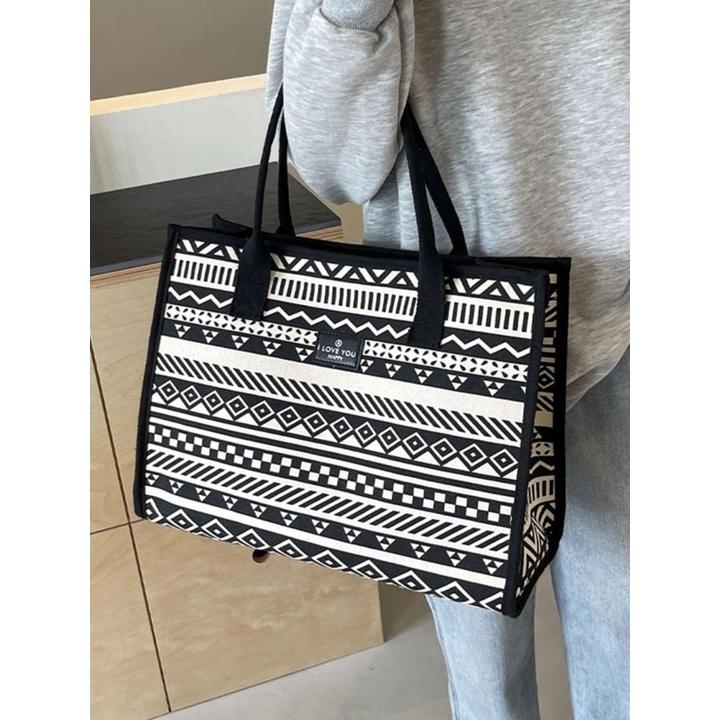 托特大容量2024新款单肩包包女通勤帆布手提购物袋外出旅行通勤包