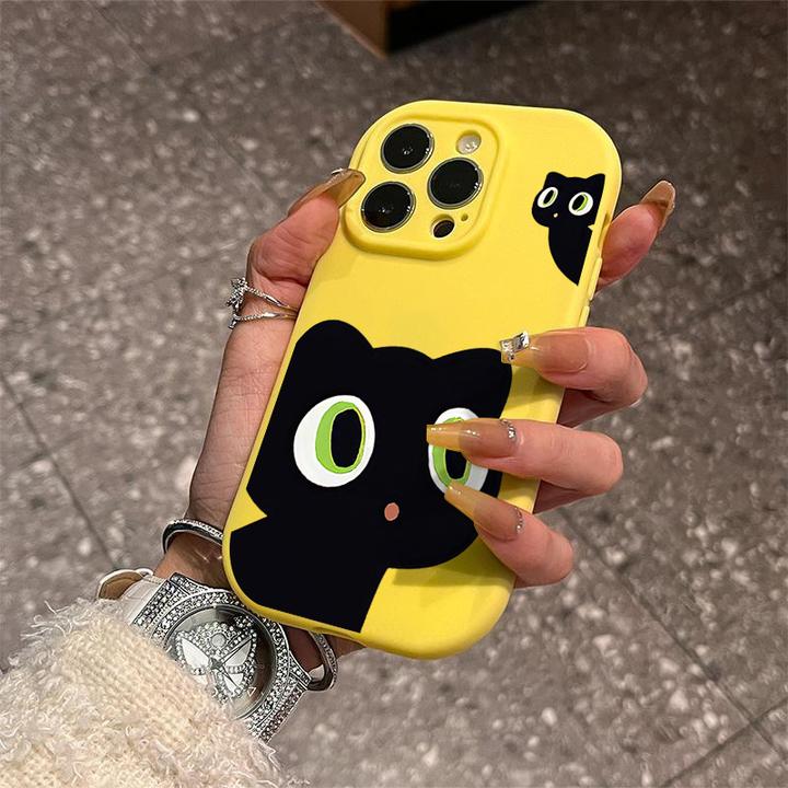 绿眼黑猫可爱适用于iphone15苹果14Promax手机壳13软12/11硅胶XS