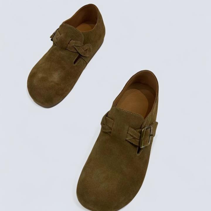 百搭勃肯女鞋2024秋季新款平底好穿软底软面一脚蹬豆豆鞋爆款