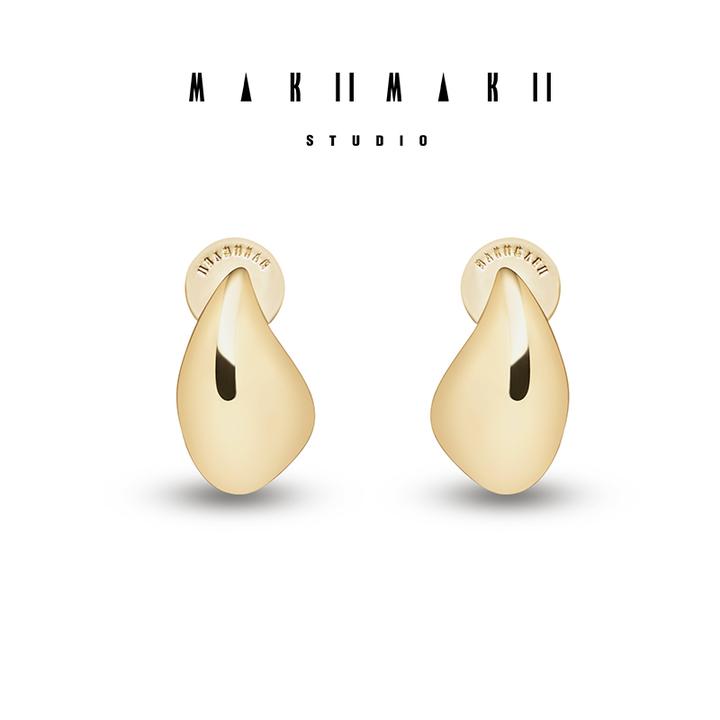 MAKIIMAKII 铜合金无非金属耳饰 镜面水滴耳环金色银色气质时尚