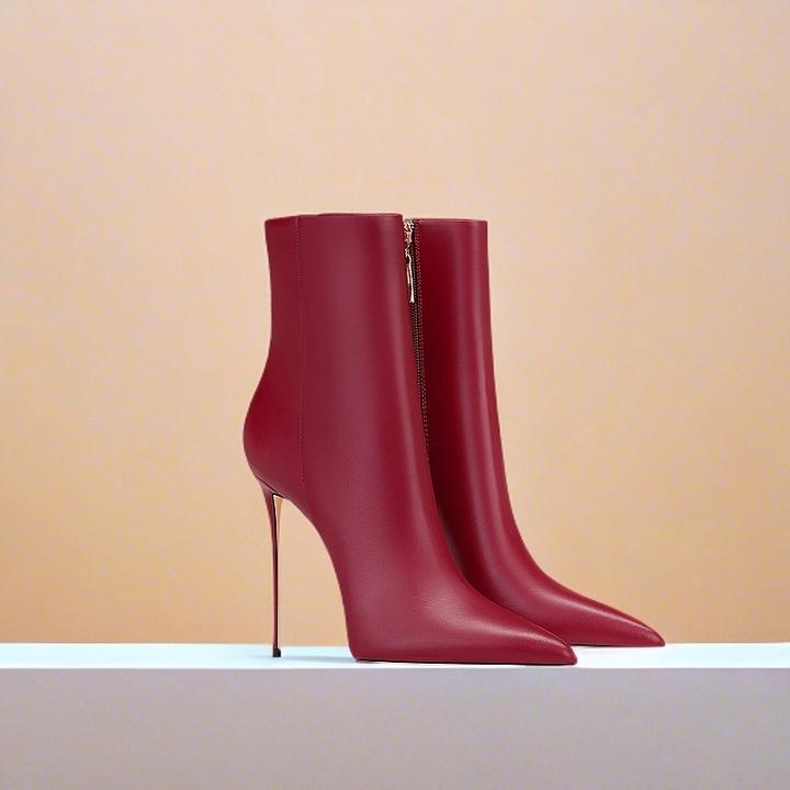 爆款高级短靴女气质小众2025秋冬时髦新款大码尖头细跟高跟鞋女