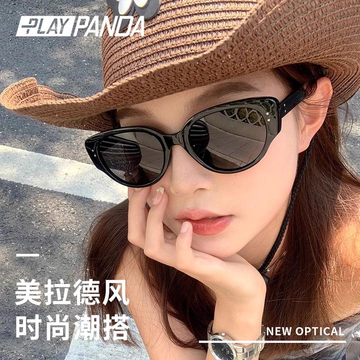PLAYPANDA猫眼墨镜女款网红同款复古防晒防紫外线高级感太阳眼镜