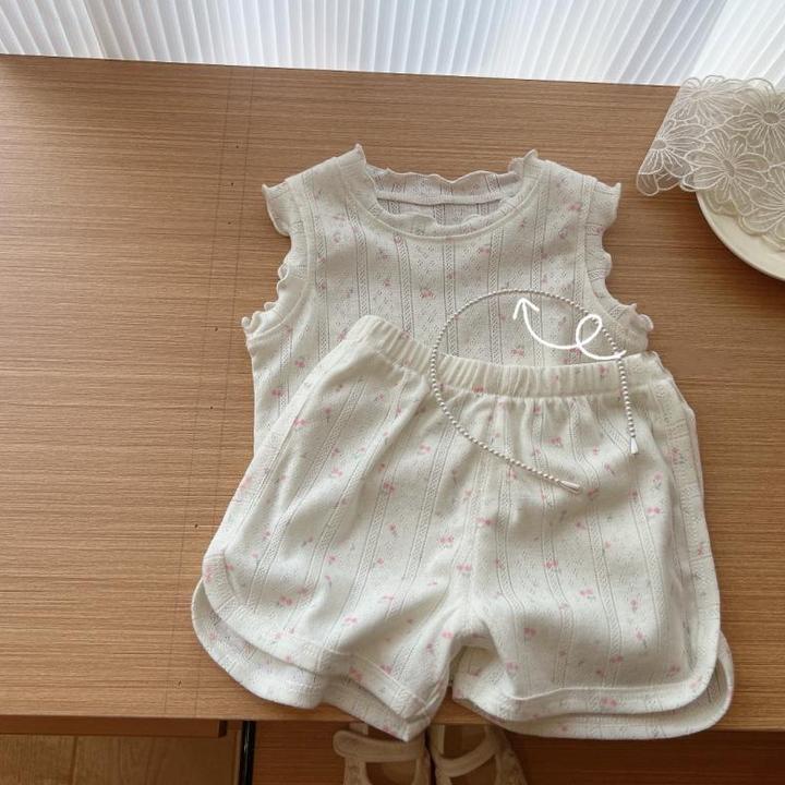 女宝宝套装2025夏季新款儿童休闲碎花居家短裤两件套女童洋气夏装