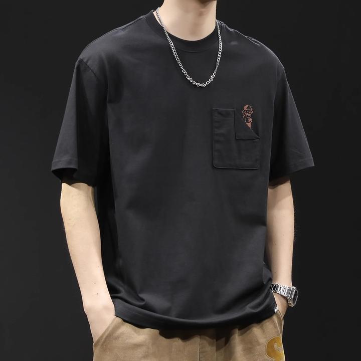 贴袋短袖t恤男士宽松大码潮牌夏季2024新款衣服男款纯棉男装体恤T