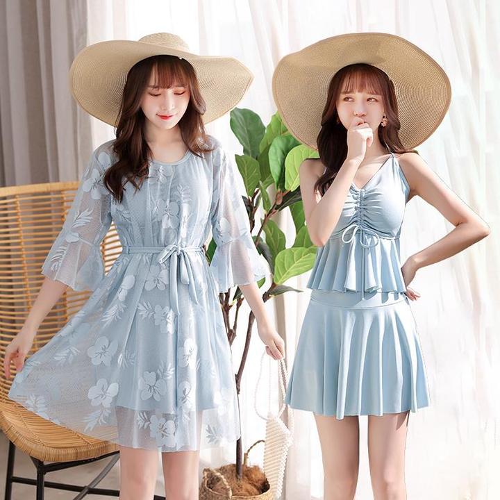 宽松泳衣女胖mm三件套保守遮肉200斤泡温泉遮肚显瘦性感韩国ins风