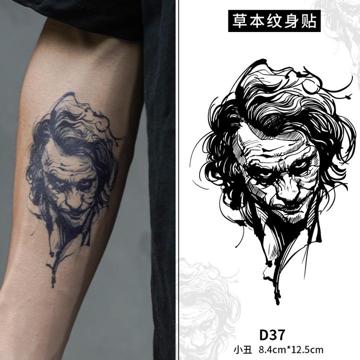 ODDSIN小丑 草本纹身贴手背胸口图案贴纸防水防搓不反光维持1-2周