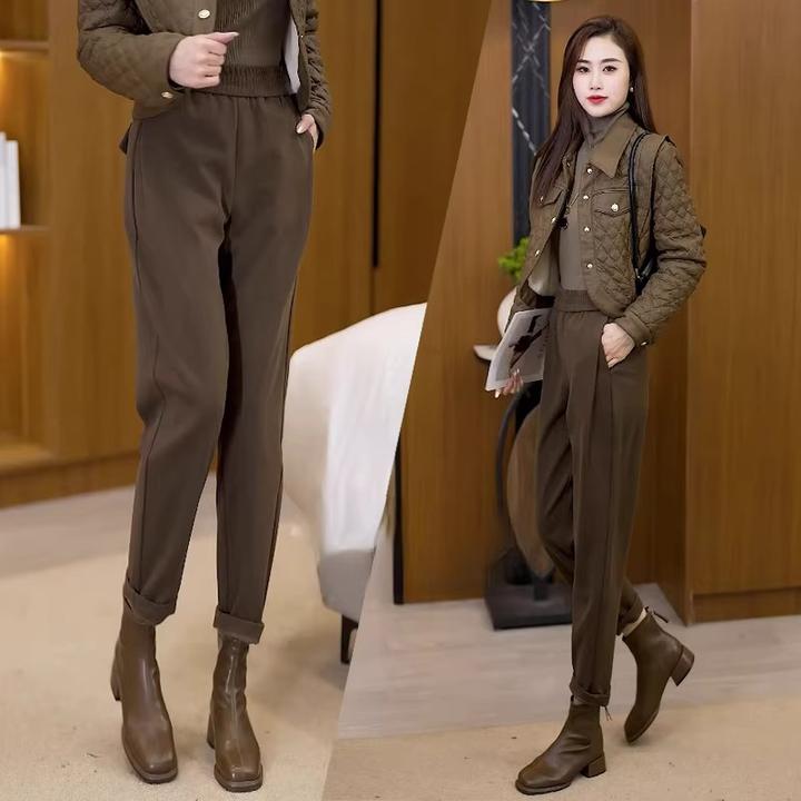 百搭萝卜裤九分日系翻边高腰加厚老爹裤韩版工装裤显瘦复古女秋冬