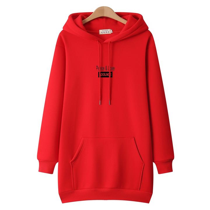 2025新款中长款大码女士显瘦卫衣正肩胖mm遮臀连帽上衣秋冬外套潮