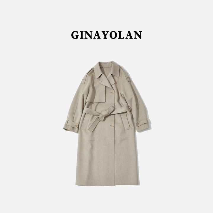 GINAYOLAN/瑾颜【私服系列】秋冬时尚福利长款毛呢大衣外套