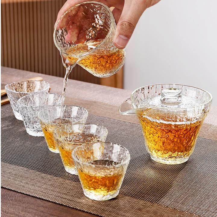 【锤纹八件套】茶具透明茶杯功夫家用泡茶茶杯水杯杯子茶杯套装