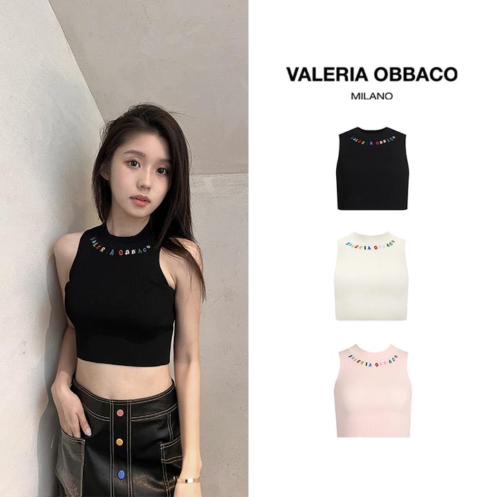 VALERIAOBBACO/瓦莱丽娅 奥贝科夏季针织背心彩色字母修身吊带