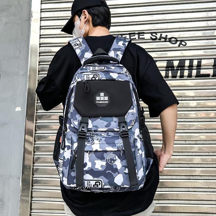 学生书包男韩版时尚大容量休闲初中高中生双肩包迷彩潮流旅行背包