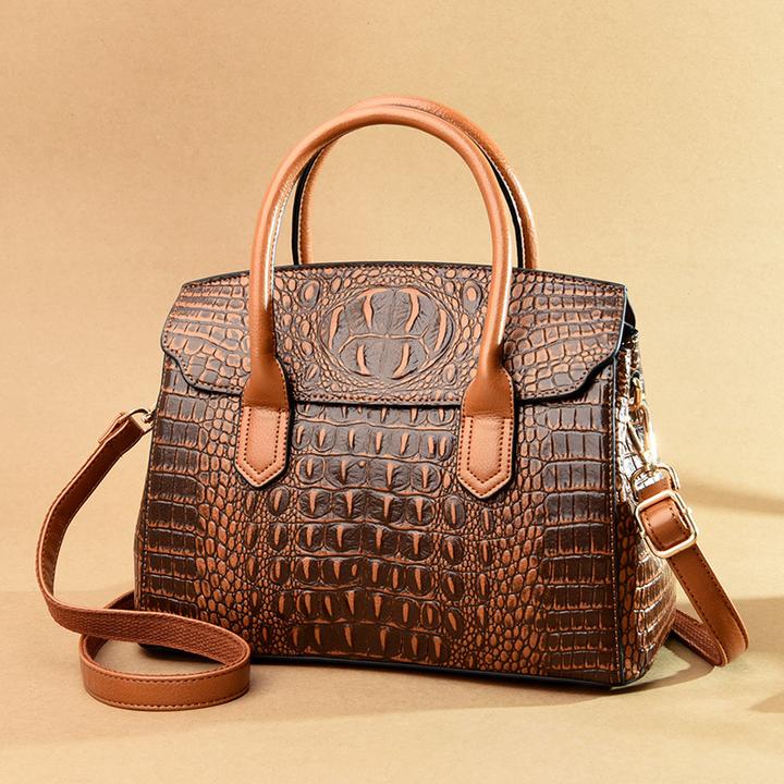 香港大容量通勤女式手提包鳄鱼纹大包包新款托特包时尚大气妈妈包