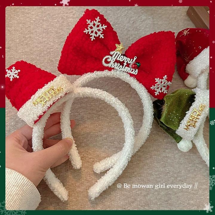 圣诞节装饰头箍女孩圣诞帽发箍发饰2024新款派对饰品创意搞怪头饰