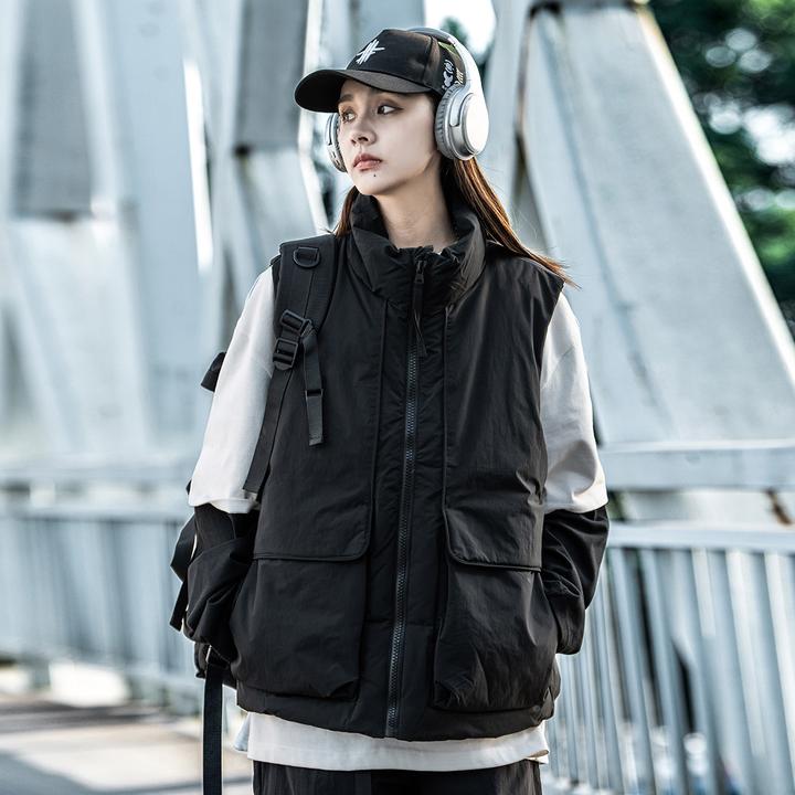 AOGZ解构工装羽绒马甲男女秋冬季新款保暖立领坎肩外套外穿背心潮
