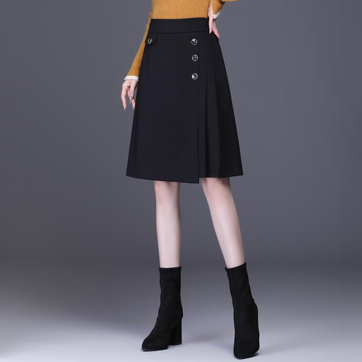 2025春秋新款a字半身裙女中长韩版不规则职业工装裙显瘦包臀中裙