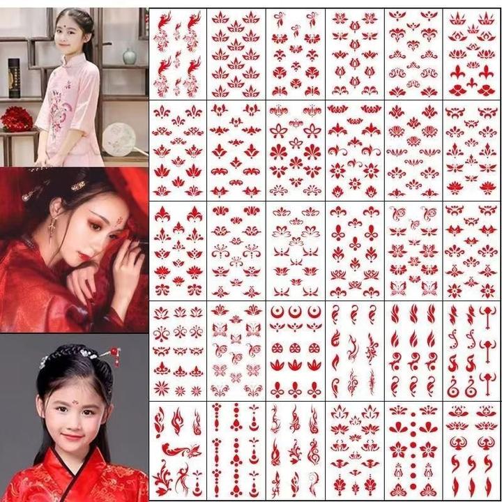 眉心贴花钿儿童成人美人汉服古装表演持久额头贴防水写真纹身贴