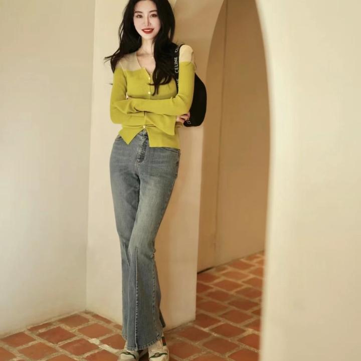 ELLASSAY歌力思欧若智性风时尚率性棉质喇叭牛仔裤 EWB341N00700