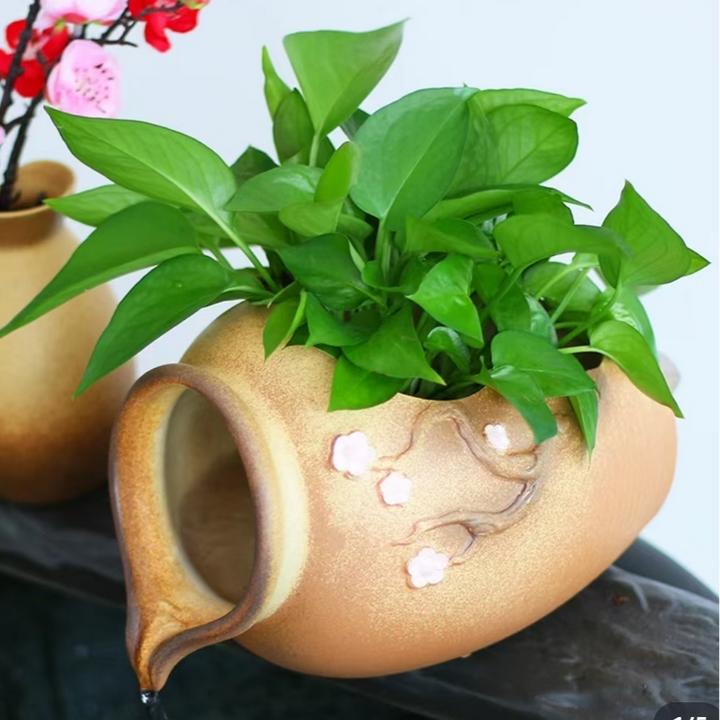 楚汉听香古法养鱼单独陶罐长25流水器过滤增氧种绿植物微景观