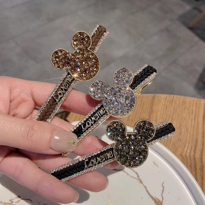 韩版轻奢满钻可爱小熊发夹气质网红长发刘海侧边夹发卡镶钻碎发夹