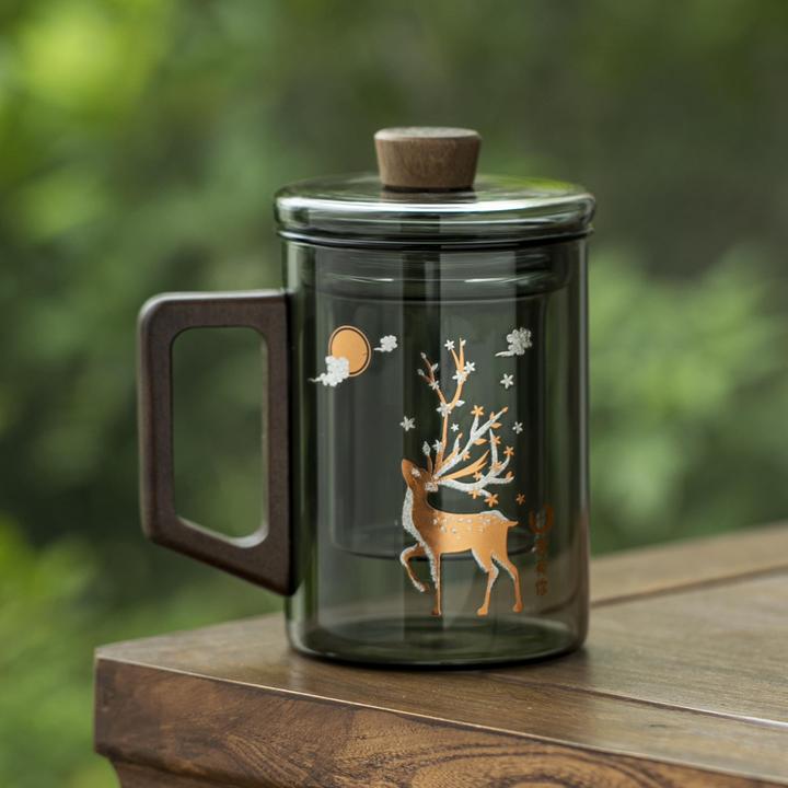 茶杯马克杯茶水分离杯玻璃泡茶杯新款男士茶具高档办公室水杯男生