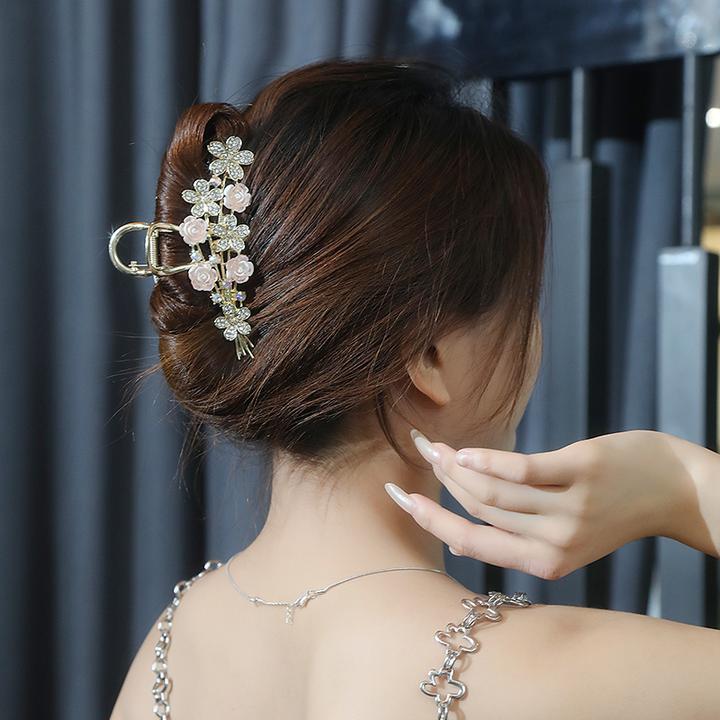 高级感花朵发夹女后脑勺抓夹大号发量多鲨鱼夹子头饰2025新款高端