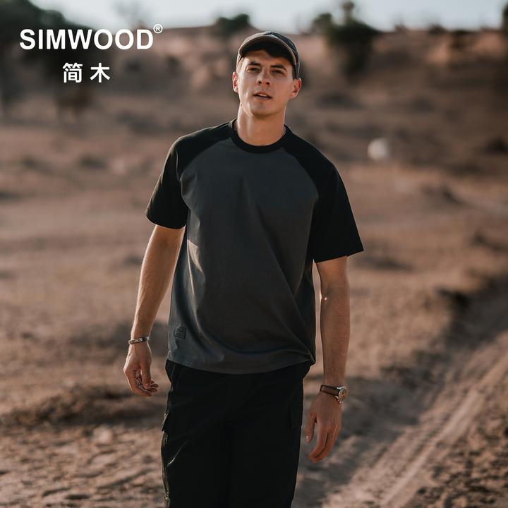 SIMWOOD/简木【宽松版】240g棉sorona凉感插肩短袖T恤男SN120089