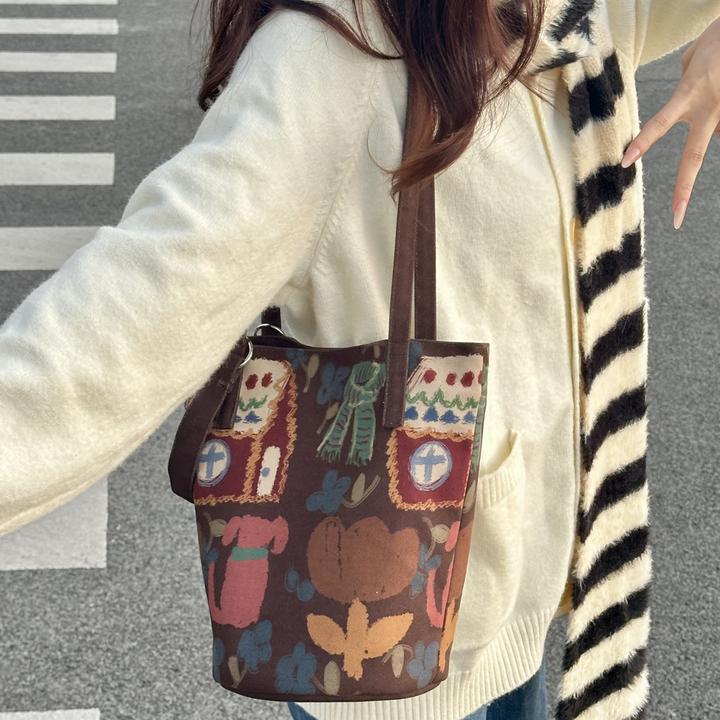 弘娜x耳 原创百搭小众单肩手提斜跨水桶包休息文艺通勤包包女包