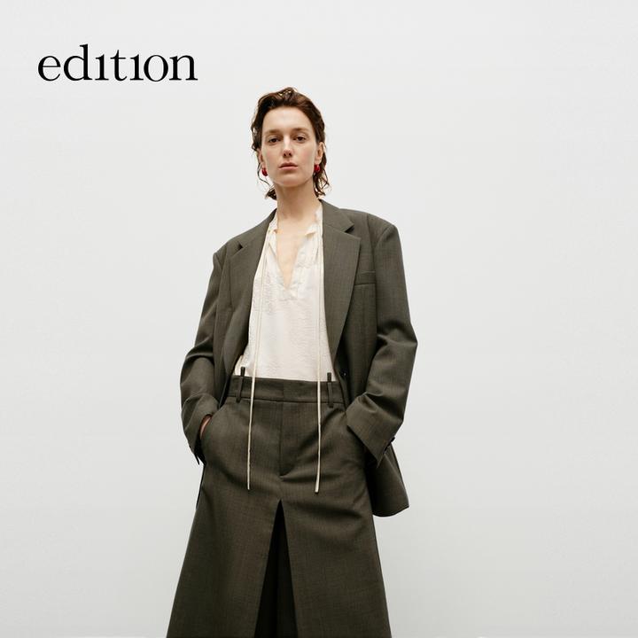 【新品首降】edition秋款宽肩绵羊毛女绅士西装#EBD3BLA024