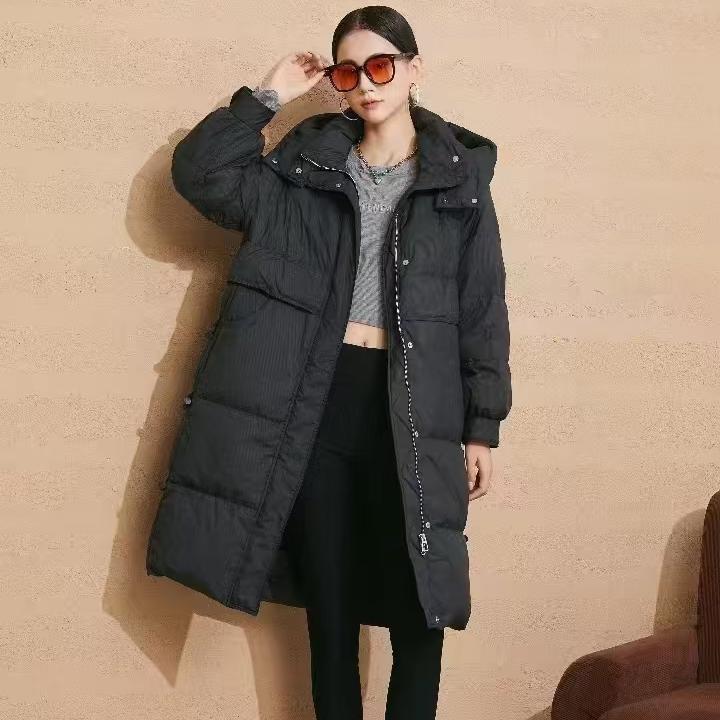 [叙拉]501 中长款高端时尚被子款百搭牛角扣白鸭绒羽绒服