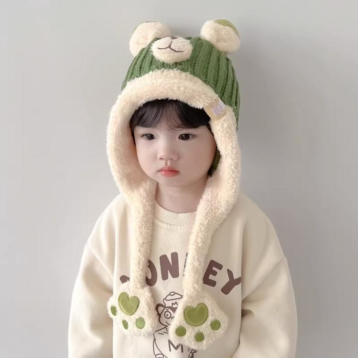儿童帽子男潮秋冬可爱超萌针织毛线帽女童防风护耳宝宝加绒保暖帽