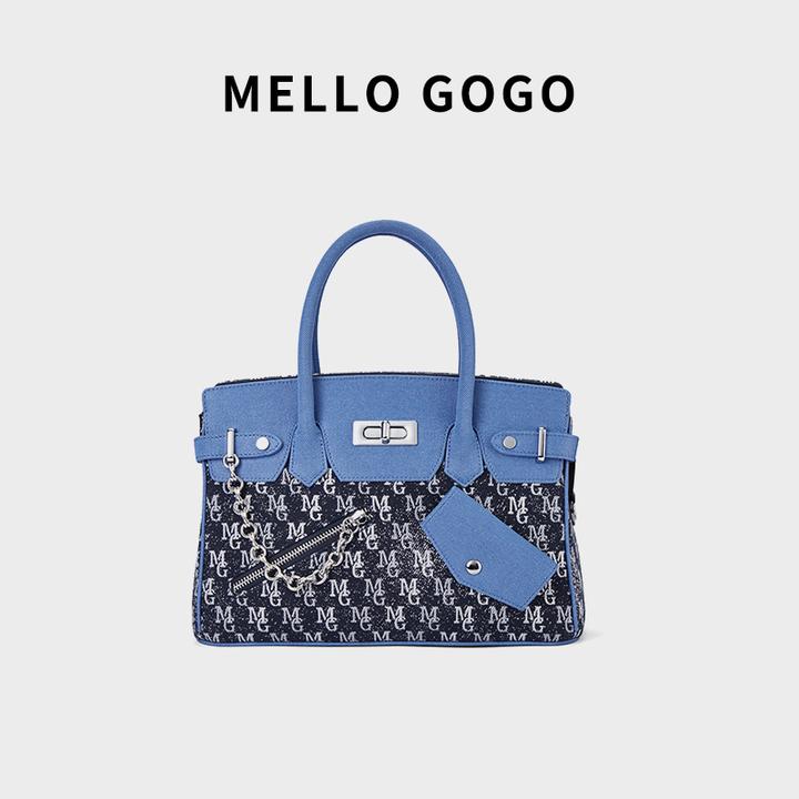 Mello gogo包包2023设计师新款牛仔铂金包单肩斜跨包手提包包女