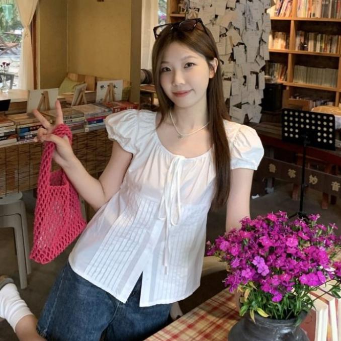 泡泡袖白色衬衫女装2025夏季新款大码胖MM百搭宽松遮肚子显瘦上衣