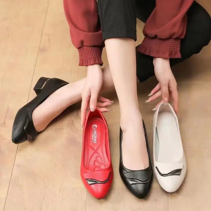 工厂直销秋季新款真皮单鞋2301防滑软底软面粗跟时尚舒适妈妈鞋