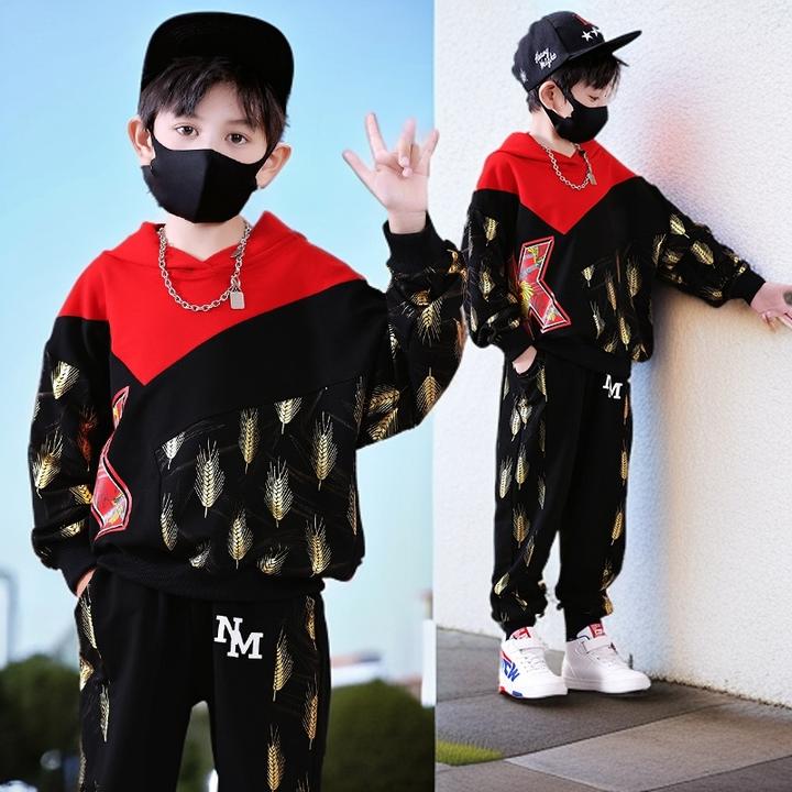 儿童上学早春衣服男童套装春秋2024新款学生春游卫衣长袖秋衣秋裤